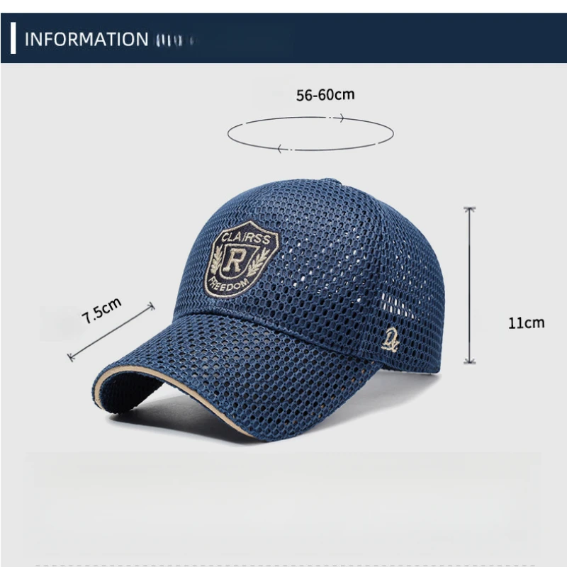 Men's Baseball Cap Breathable Mesh Woven Craft Polyester Label Decorated Solid Color Sporty Spring and Summer