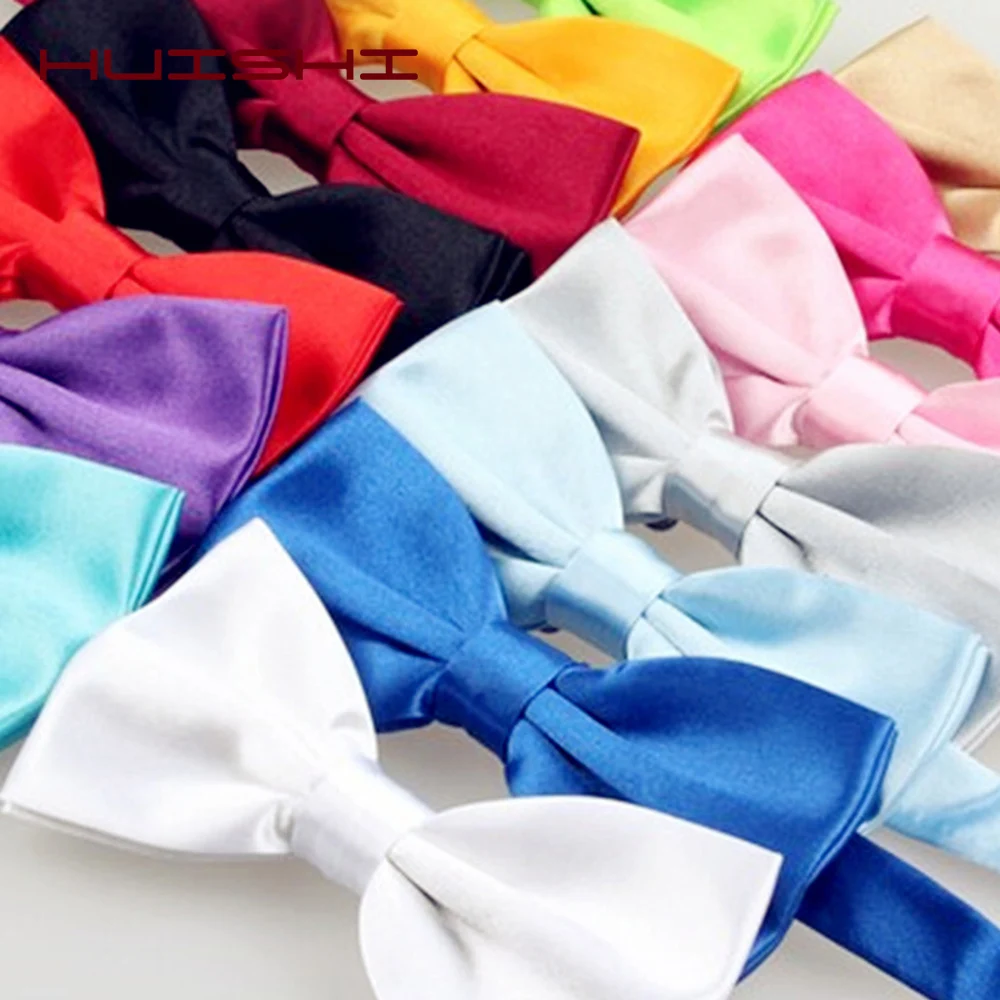 Men Bowtie Solid Color Bow Tie Man Classic Black White Green Wine Neck Butterfly Adjustable Fit Wedding Ties Accessories Gifts