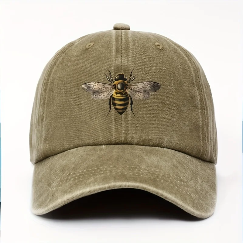 A bee print simple design baseball cap travel sunscreen versatile style for men and women
