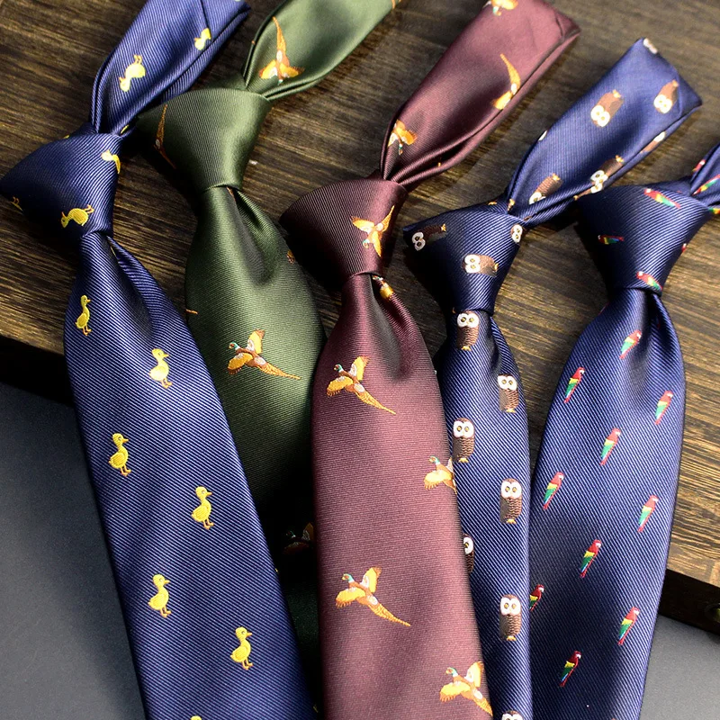 Mens Retro French Style Men's Formal Tie Professional Business British Luxury Wedding Banquet Groom Red Blue Birds Duck Ties