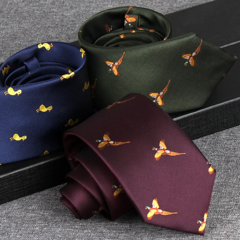 Mens Retro French Style Men's Formal Tie Professional Business British Luxury Wedding Banquet Groom Red Blue Birds Duck Ties