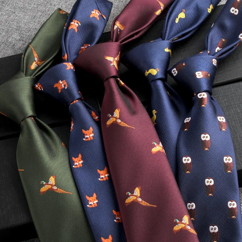 Mens Retro French Style Men's Formal Tie Professional Business British Luxury Wedding Banquet Groom Red Blue Birds Duck Ties