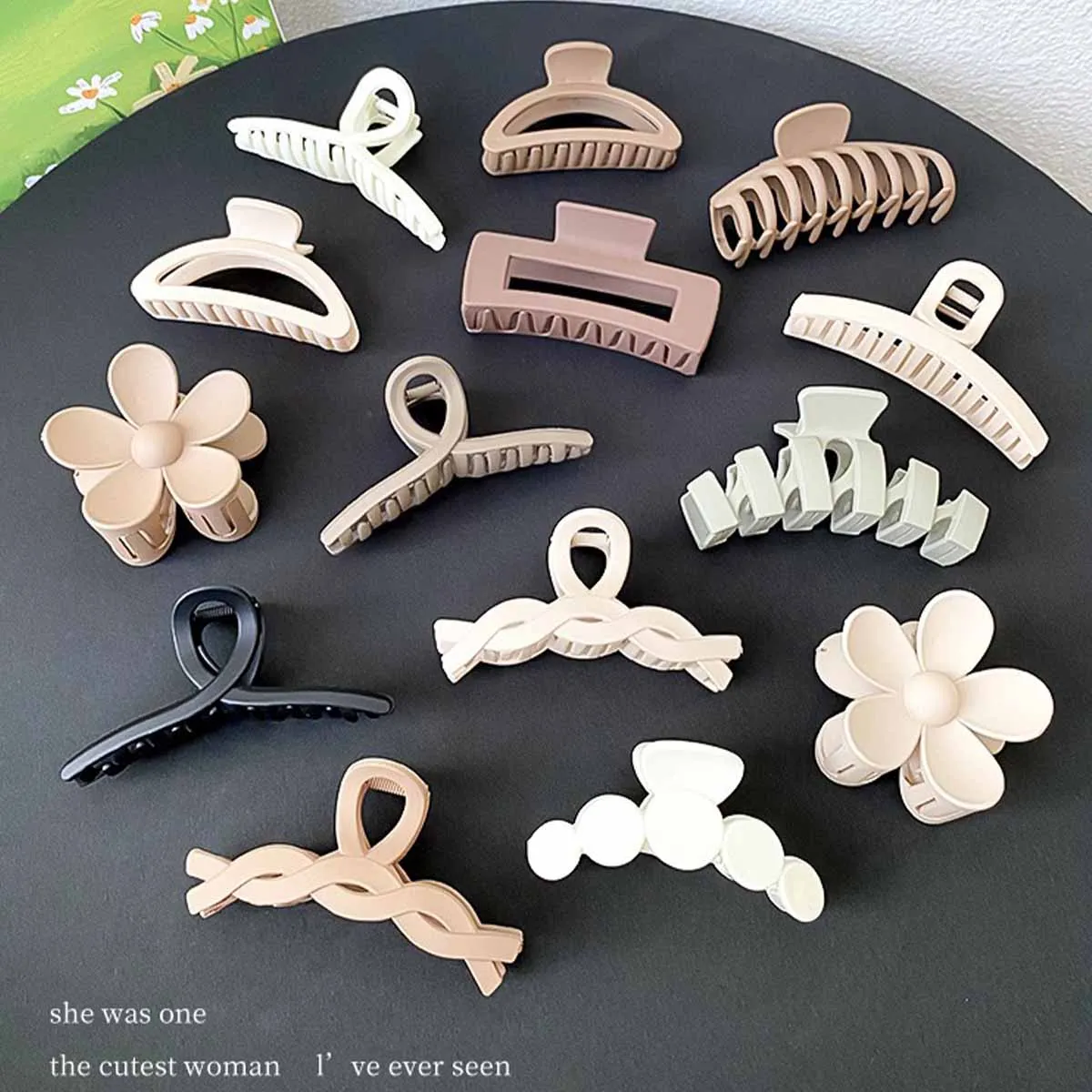 11pcs Fashionable and versatile matte coffee color Maillard style PC hair grab hair accessory combination