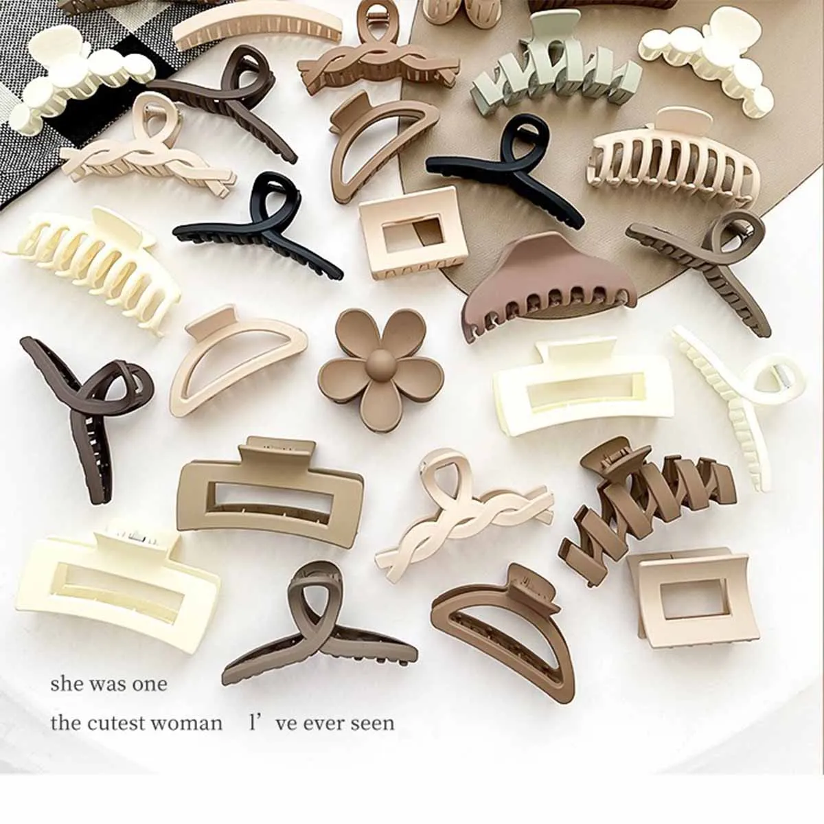 11pcs Fashionable and versatile matte coffee color Maillard style PC hair grab hair accessory combination