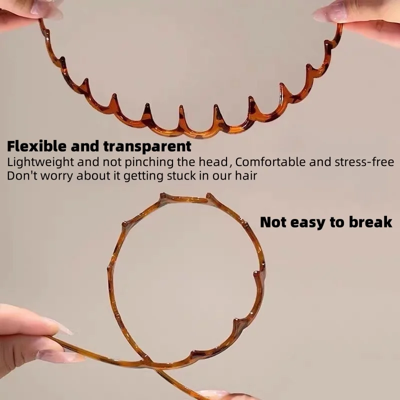3 Pieces of Wavy, Toothed, High Cranial Top Texture Hair Bands, Pressure-Free, Suitable for Both Men and Women