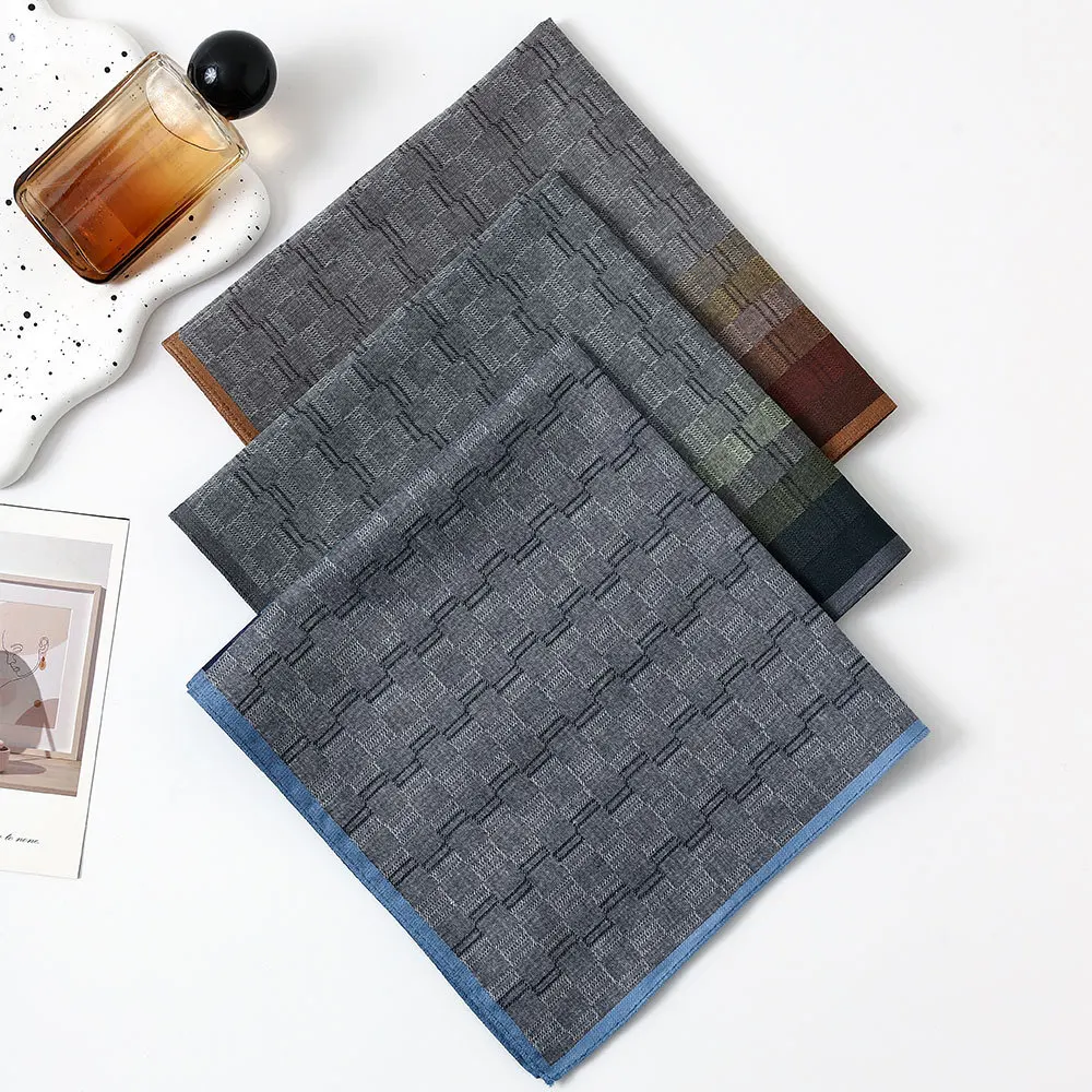 3/6PCS Men's Cotton Yarn-dyed Contrast Color Plaid Handkerchief Classic Vintage Nostalgic Soft and Comfortable Thin 43cm
