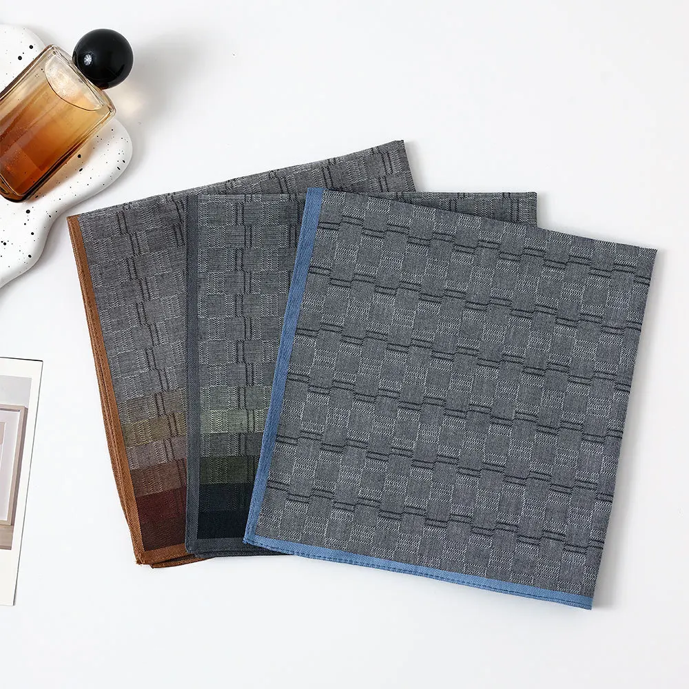 3/6PCS Men's Cotton Yarn-dyed Contrast Color Plaid Handkerchief Classic Vintage Nostalgic Soft and Comfortable Thin 43cm