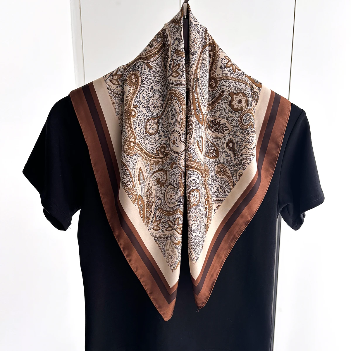 Luxury Floral Print Square Scarf For Women Soft Hairband Neckerchief Head Hijab Paisley Headband Foulard Bag Ribbon Bandana
