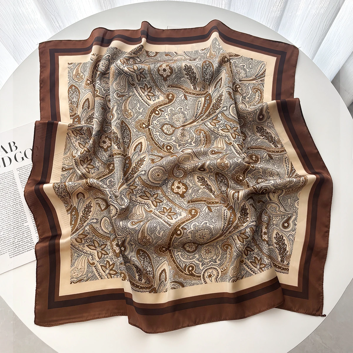 Luxury Floral Print Square Scarf For Women Soft Hairband Neckerchief Head Hijab Paisley Headband Foulard Bag Ribbon Bandana