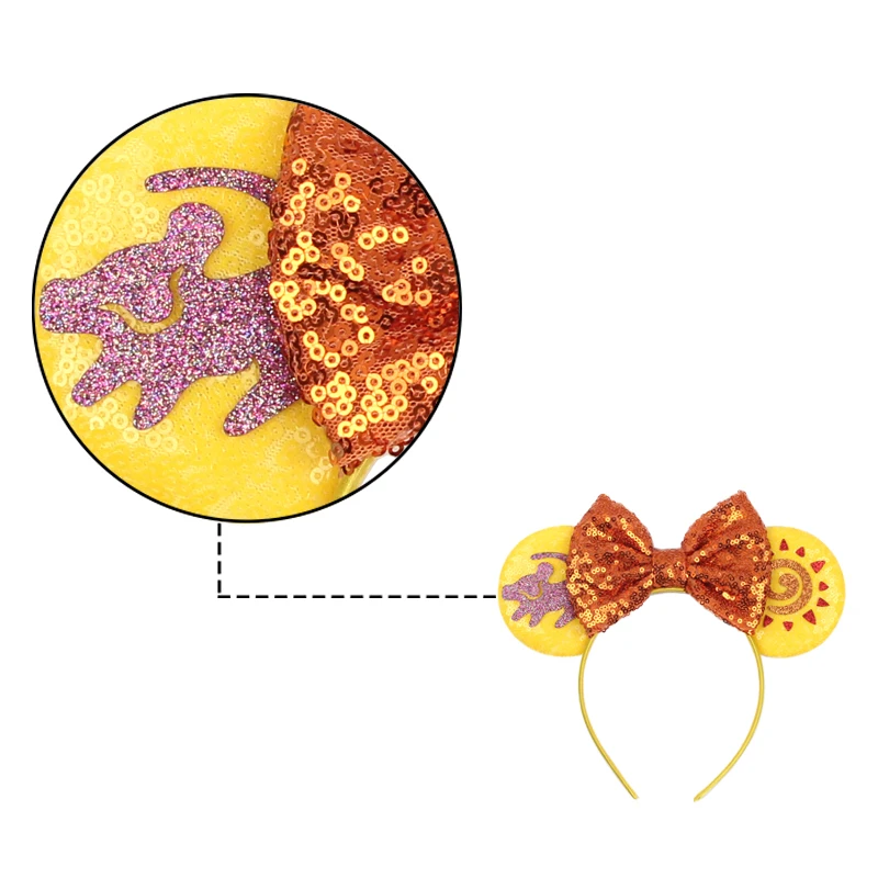 2026 Disney Winnie The Pooh Ears Headband 5"Sequin Bow Hairband For Girls Boys Festival Party DIY Hair Accessories Gift Boutique