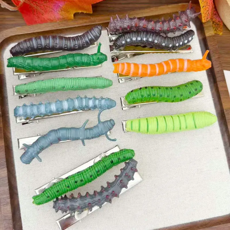 2025 Funny Hair Decorations, Halloween Bug Hair Clips, Unique Ladybug Hair Accessories, Creepy Crawler Earthworm Duckbill Clips
