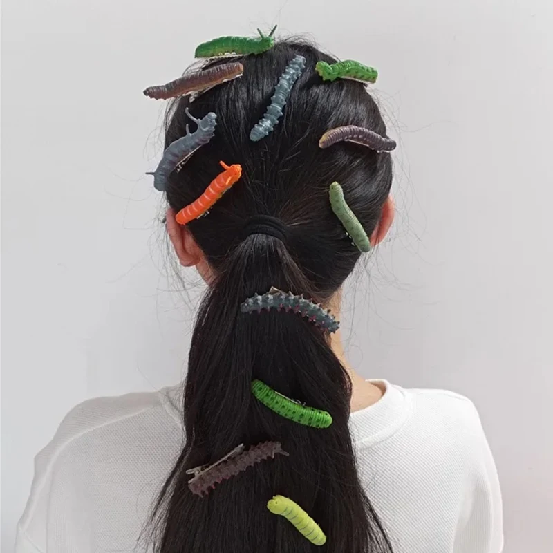 2025 Funny Hair Decorations, Halloween Bug Hair Clips, Unique Ladybug Hair Accessories, Creepy Crawler Earthworm Duckbill Clips