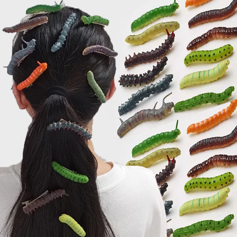 2025 Funny Hair Decorations, Halloween Bug Hair Clips, Unique Ladybug Hair Accessories, Creepy Crawler Earthworm Duckbill Clips