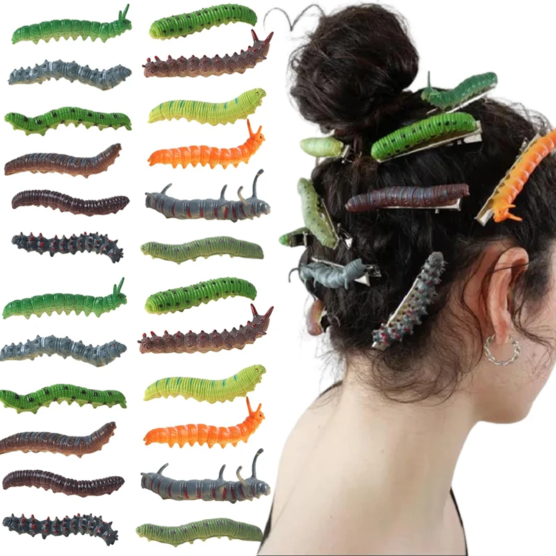 2025 Funny Hair Decorations, Halloween Bug Hair Clips, Unique Ladybug Hair Accessories, Creepy Crawler Earthworm Duckbill Clips