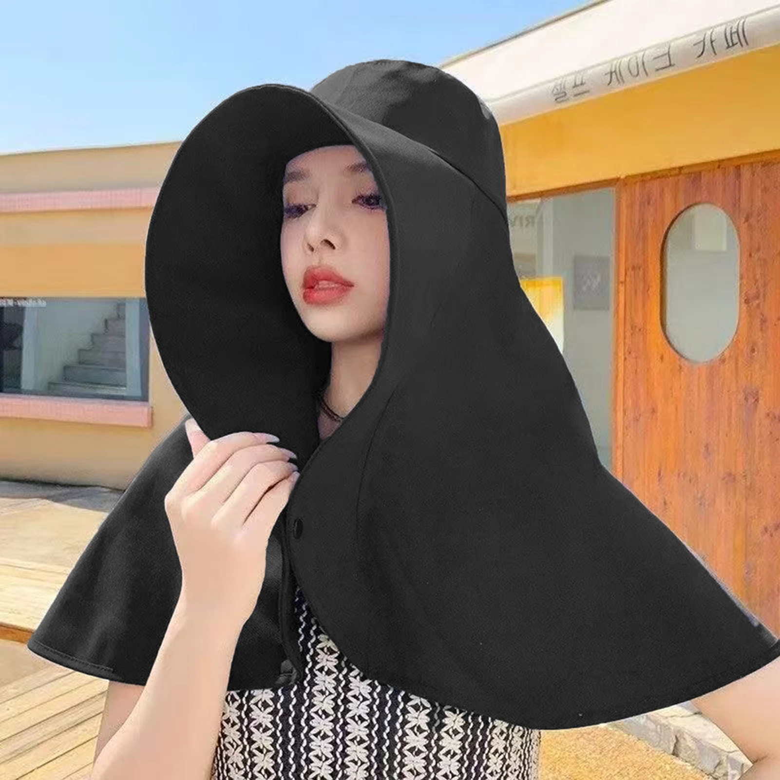 Sun Protection Hat with Neck Cover Soild Breathable Wide Brim Hats for Travel Holiday Beach Playing