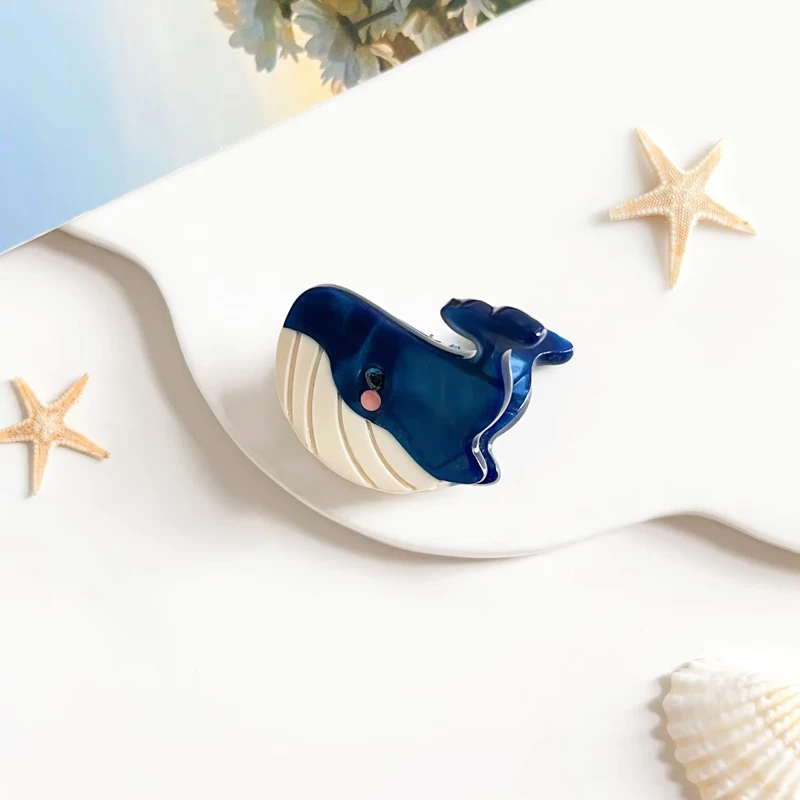 Cartoon marine small animal hairpins are small and delicate acetate pan hairpins, horsetail half-tied shark clips