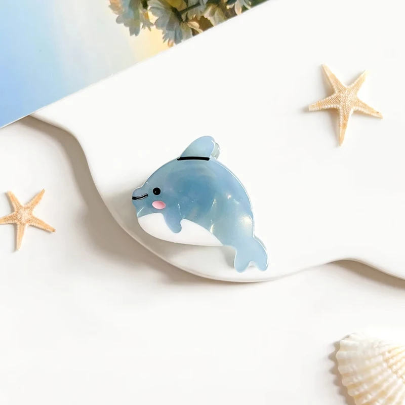 Cartoon marine small animal hairpins are small and delicate acetate pan hairpins, horsetail half-tied shark clips