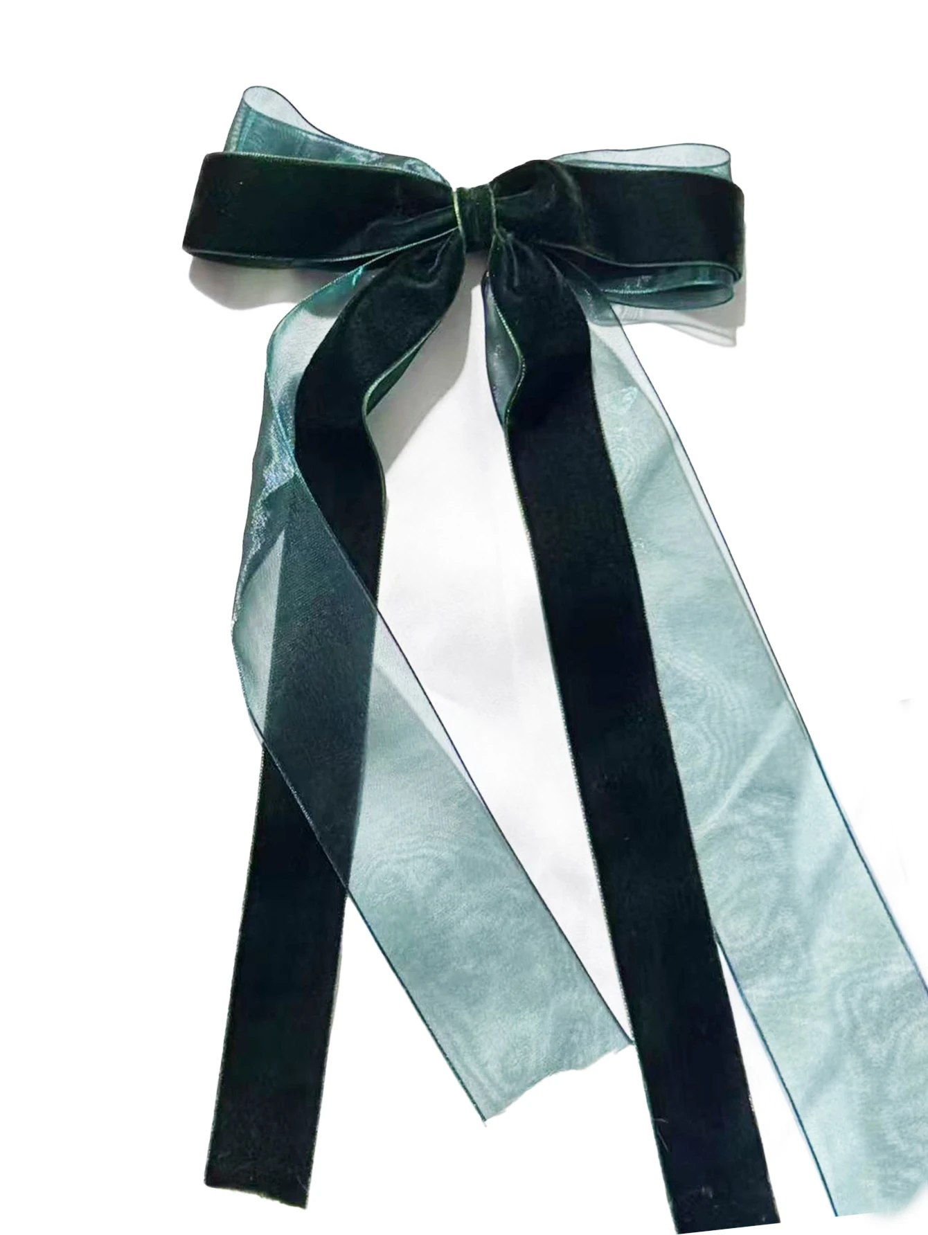 A Vintage and High-End French Hairpin with a Mesh Velvet Bow Ribbon
