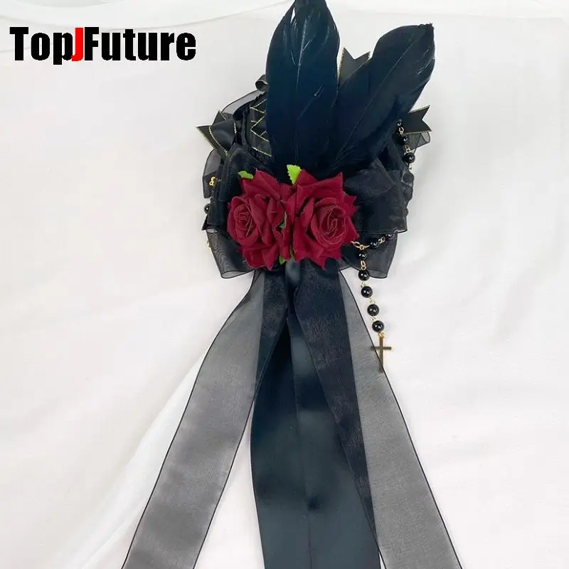 Headwear Spike Lolita Y2K Girl Gothic Punk Harajuku Ball Rose Pearl Feather Small Hat Elegant Hairpins Clip Hair Clip Hairgrips