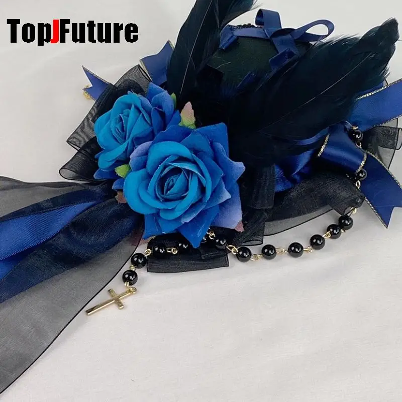 Headwear Spike Lolita Y2K Girl Gothic Punk Harajuku Ball Rose Pearl Feather Small Hat Elegant Hairpins Clip Hair Clip Hairgrips