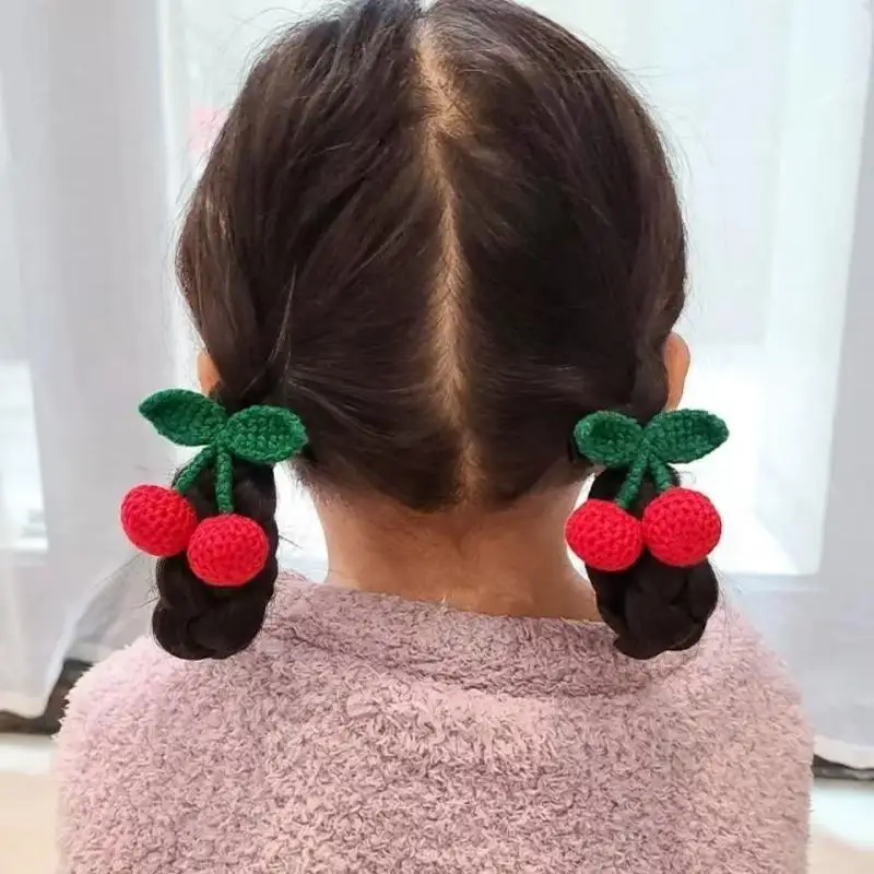 Popular 2Pcs Red Cherry Hair Clip For Baby Girls Cute Hairpin Barrette Side Clip Child Headwear Hair Accessories No backing card