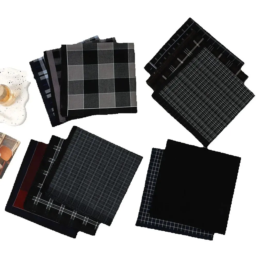 6 Packs of Men's Pure Cotton Plaid Handkerchiefs, Gentleman's Suit Flap Pocket Pants Squares, Thin Sweat Towels, Wedding and Holiday Supplies