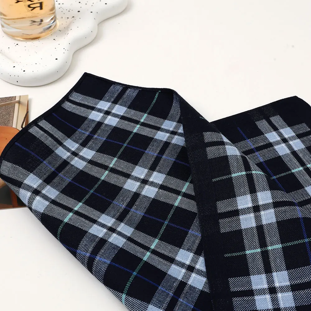 6 Packs of Men's Pure Cotton Plaid Handkerchiefs, Gentleman's Suit Flap Pocket Pants Squares, Thin Sweat Towels, Wedding and Holiday Supplies