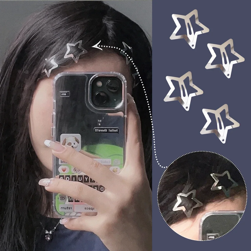 5/10/20Pcs Silver Star Y2K BB Hair Clips Women Grils Cute Metal Star Hair Clips Side Barrettes Hair Accessories Headwear Gifts