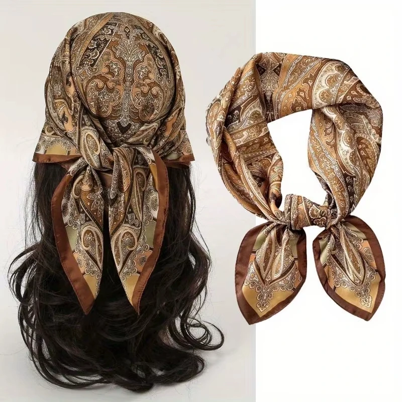 Fashion Paisley Print Silk Hairbands Scarf Women 2025 New Elagant Bandana Neck Kerchief Head Bands Foulard Female Scarfs