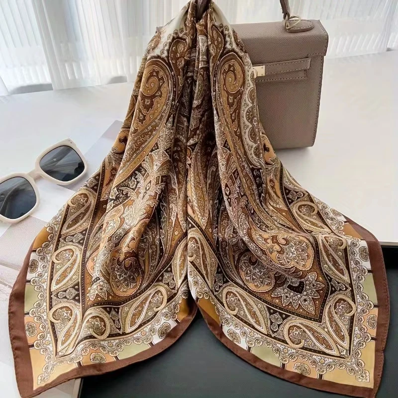 Fashion Paisley Print Silk Hairbands Scarf Women 2025 New Elagant Bandana Neck Kerchief Head Bands Foulard Female Scarfs