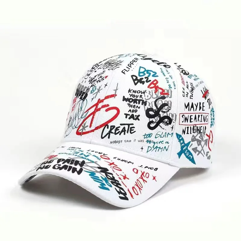 1pc Colorful Graffiti Hip-hop Baseball Cap,outdoor Sun Protection Printed Casual Duckbill Cap,personalized for Men and Women