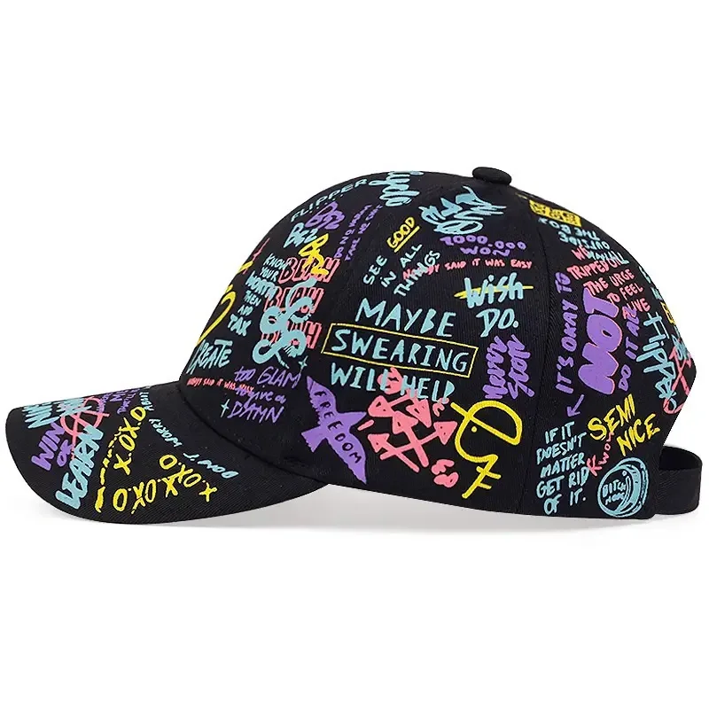 1pc Colorful Graffiti Hip-hop Baseball Cap,outdoor Sun Protection Printed Casual Duckbill Cap,personalized for Men and Women