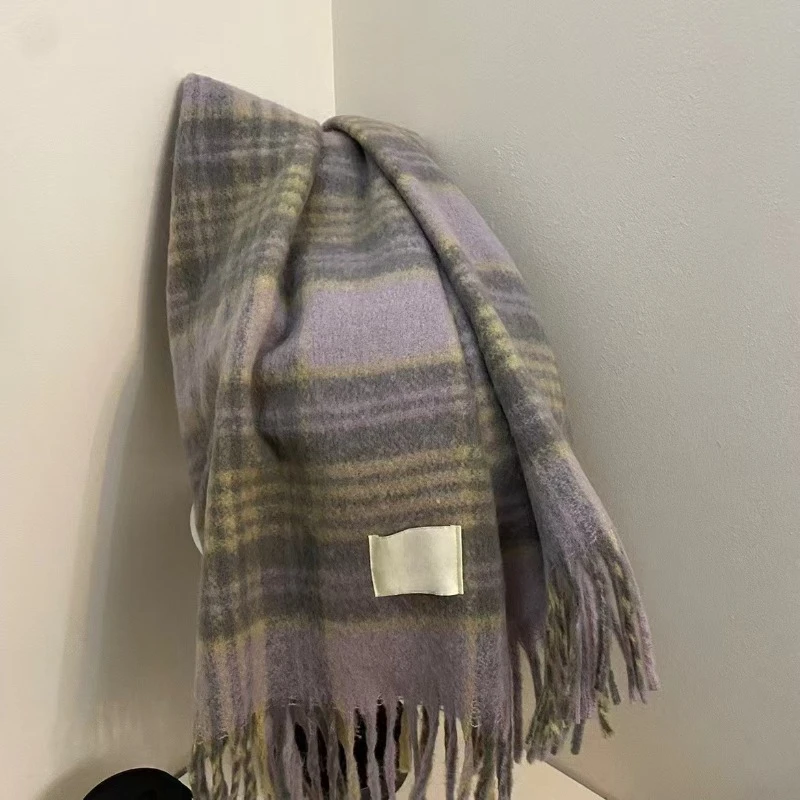 New Maillard Autumn/Winter Plaid Scarf Women's High-End Feel Korean Style Versatile Warm Shawl Thickened Neck Scarf Trendy