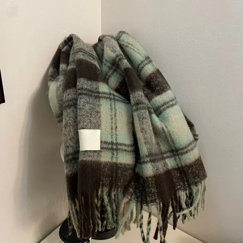 New Maillard Autumn/Winter Plaid Scarf Women's High-End Feel Korean Style Versatile Warm Shawl Thickened Neck Scarf Trendy