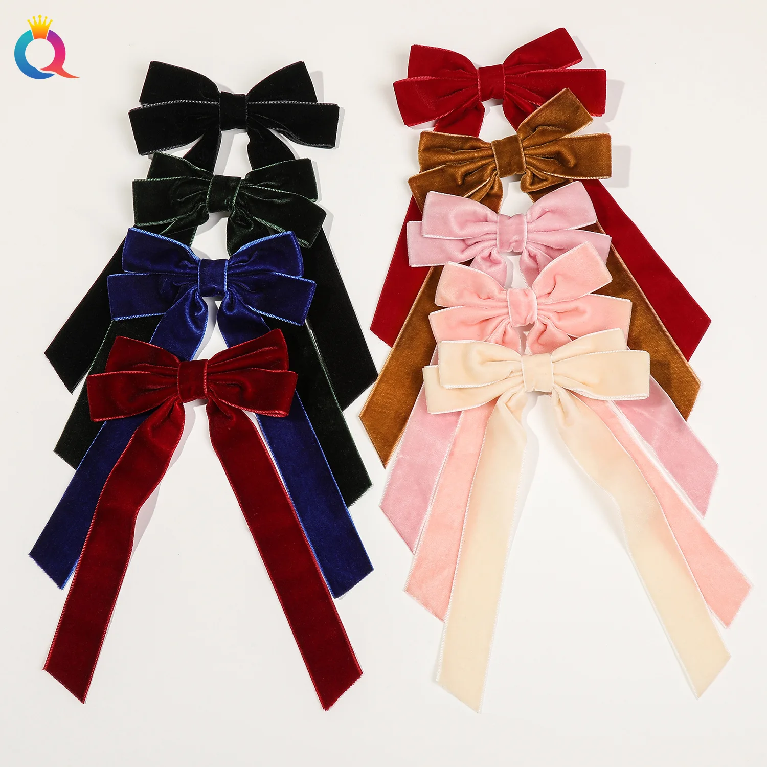 Trendy Velvet Bow Ribbon Hairpins Women Children Girls Hair Clips Pin Barrettes Accessories Hairclip Headdress Headwear Ornament