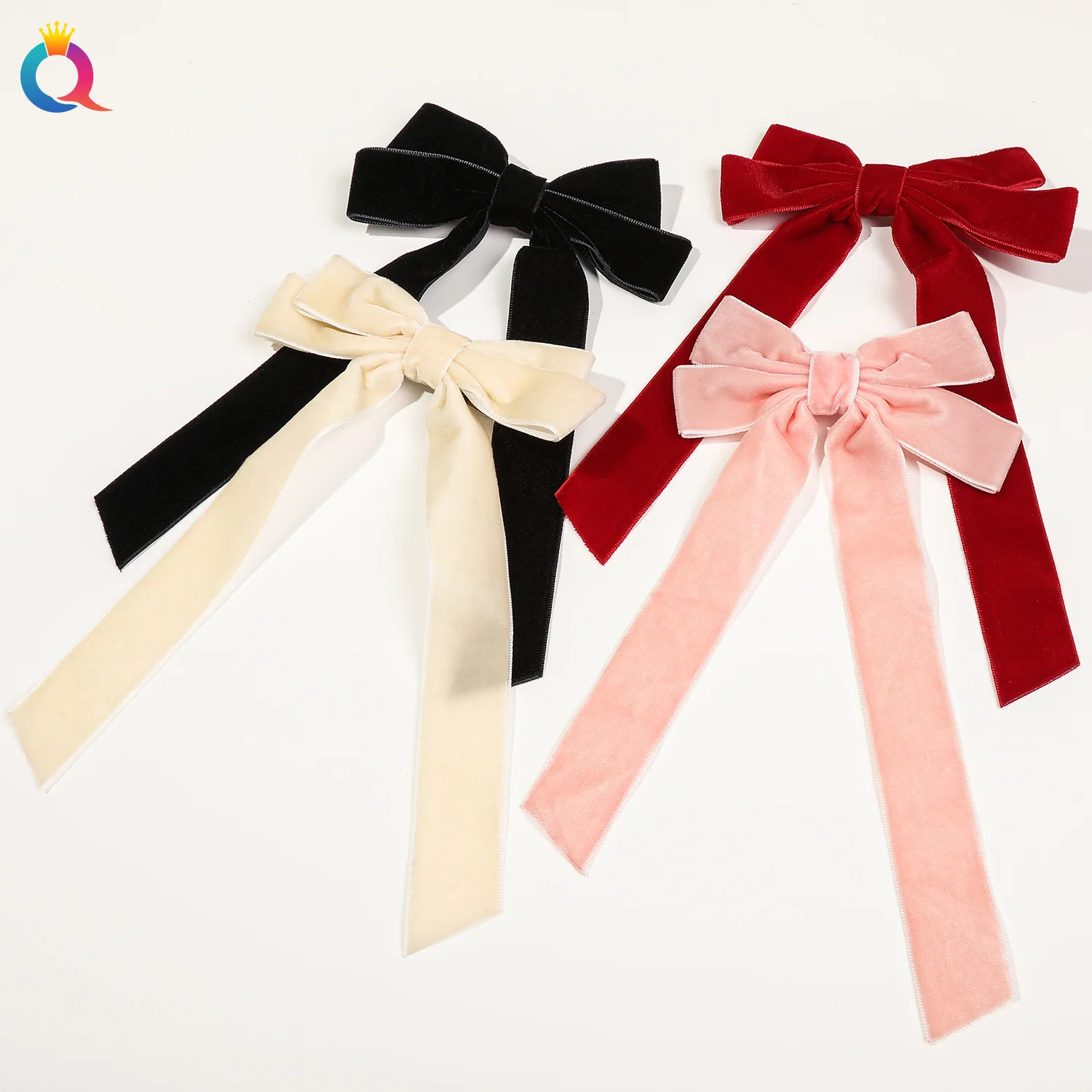 Trendy Velvet Bow Ribbon Hairpins Women Children Girls Hair Clips Pin Barrettes Accessories Hairclip Headdress Headwear Ornament