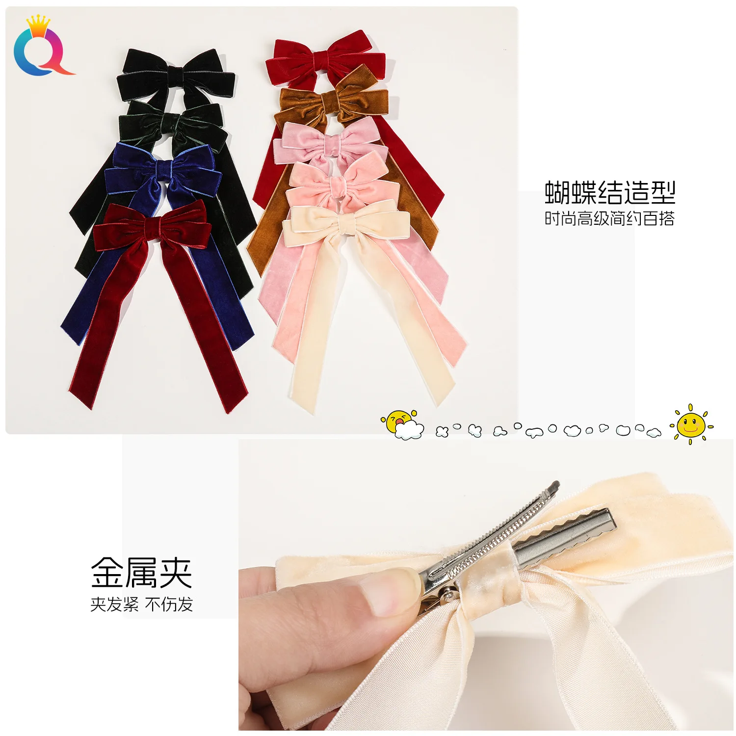 Trendy Velvet Bow Ribbon Hairpins Women Children Girls Hair Clips Pin Barrettes Accessories Hairclip Headdress Headwear Ornament