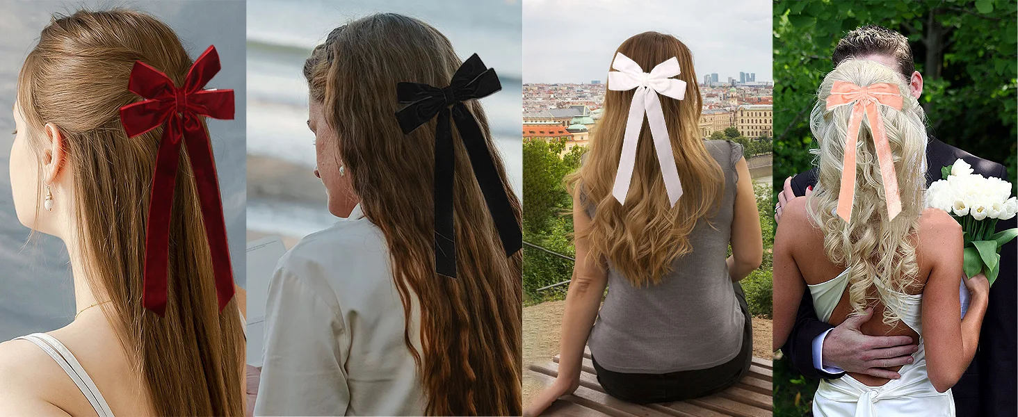 Trendy Velvet Bow Ribbon Hairpins Women Children Girls Hair Clips Pin Barrettes Accessories Hairclip Headdress Headwear Ornament