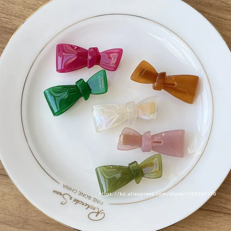 Korea France color small bow bangs clip red duck beak clip side broken hair clip French girl heart