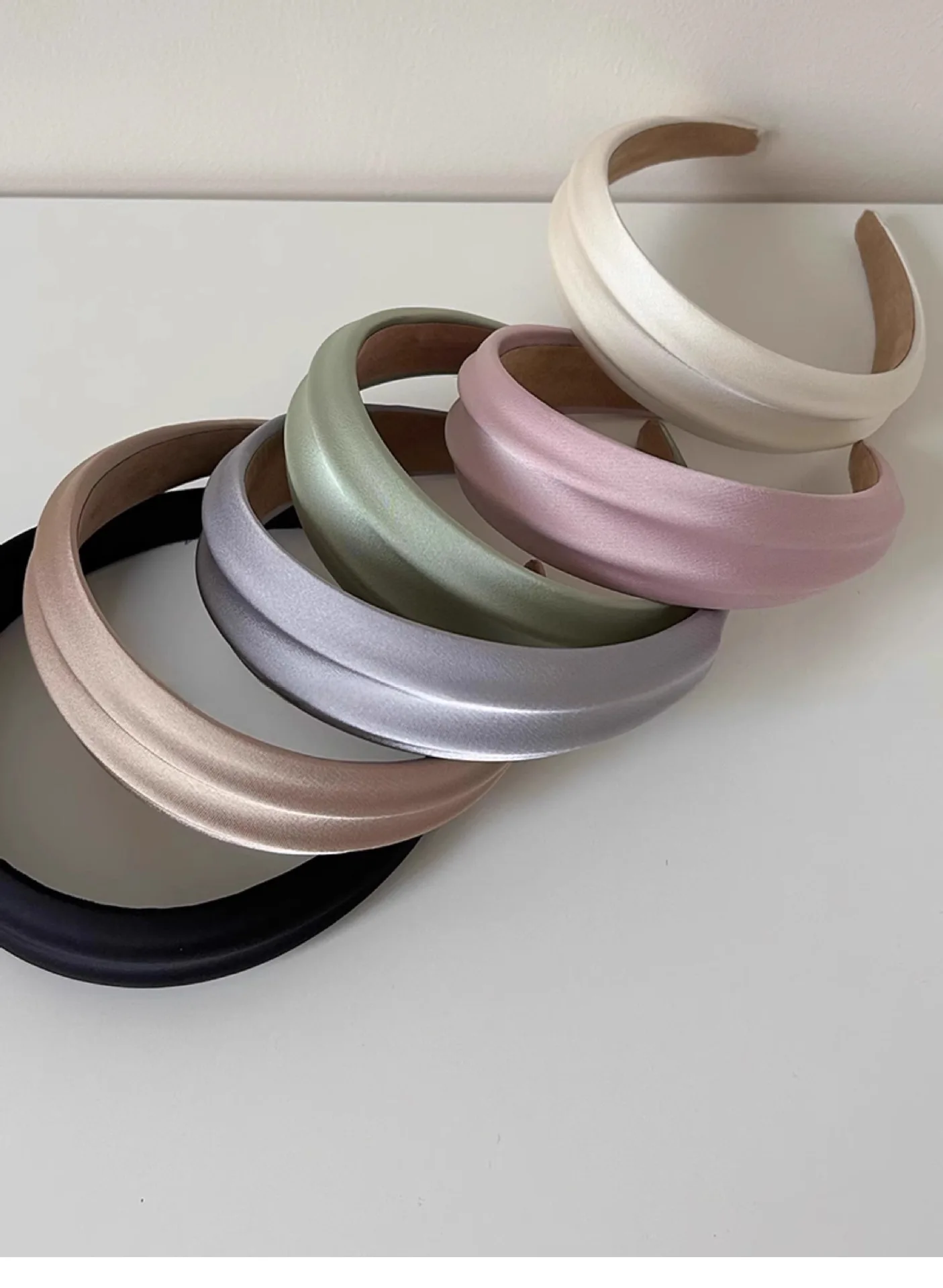 New Korean Style Satin Headbands Solid Color 4cm Wide Hairbands Ladies Non-slip High Cranium Hair Hoops Fashion Hair Accessories