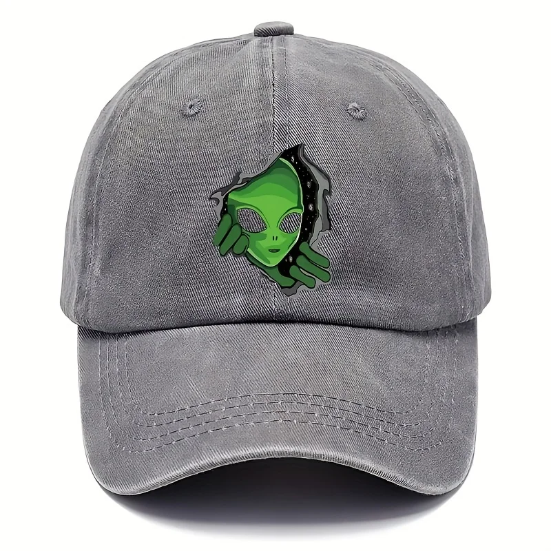 Alien patterned baseball cap adjustable for men and women, ideal choice for outdoor fashion, playful patterned hat