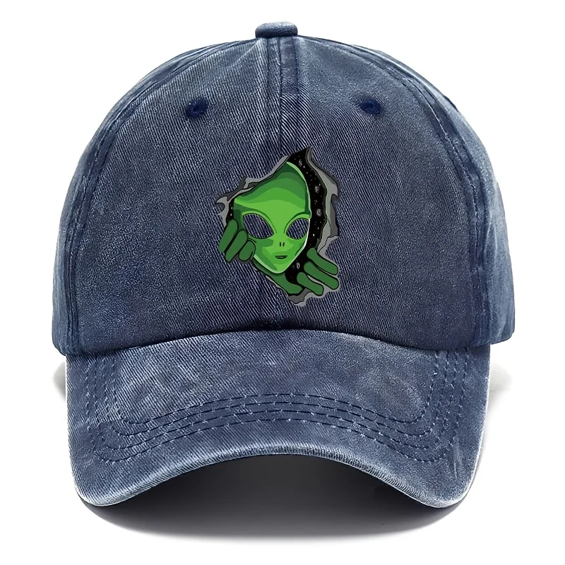 Alien patterned baseball cap adjustable for men and women, ideal choice for outdoor fashion, playful patterned hat