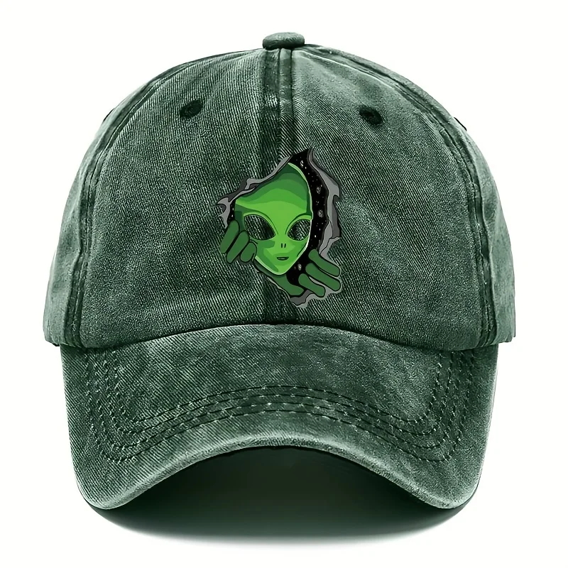 Alien patterned baseball cap adjustable for men and women, ideal choice for outdoor fashion, playful patterned hat