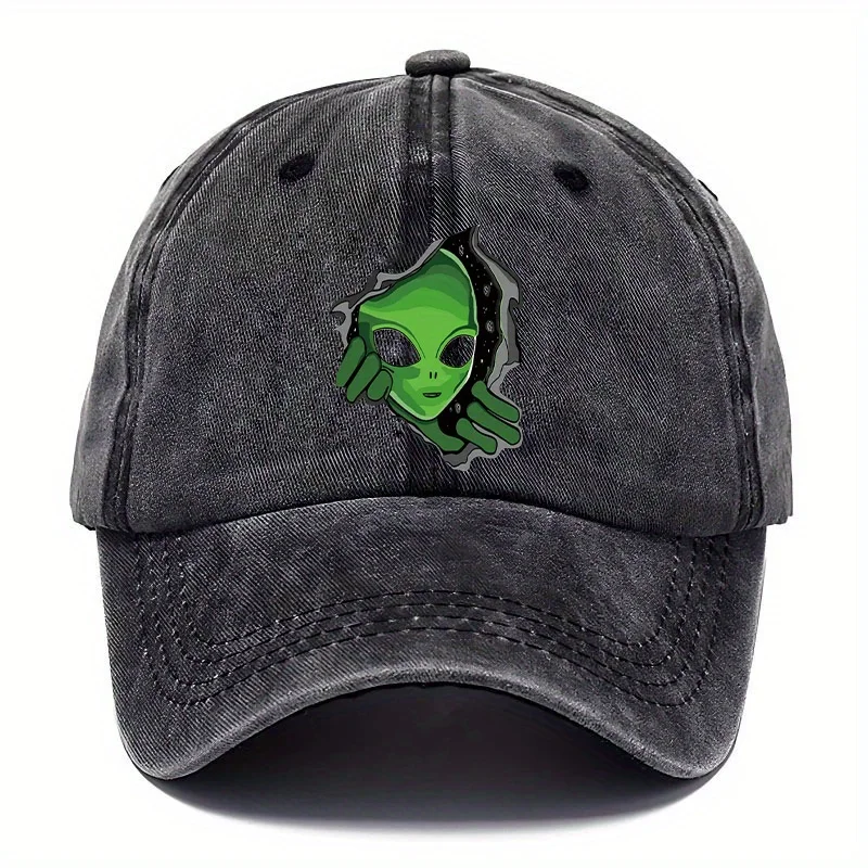 Alien patterned baseball cap adjustable for men and women, ideal choice for outdoor fashion, playful patterned hat