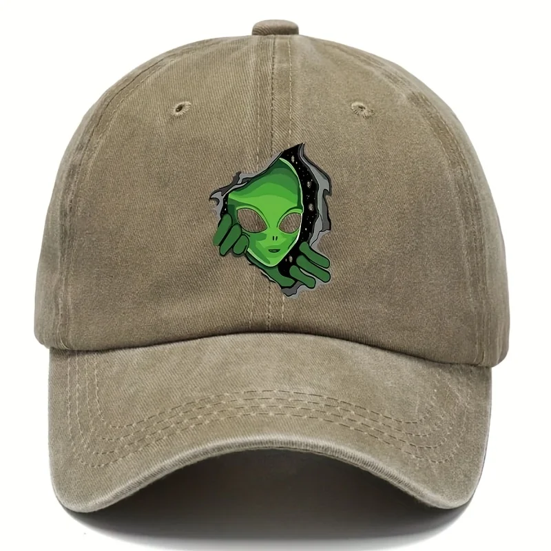 Alien patterned baseball cap adjustable for men and women, ideal choice for outdoor fashion, playful patterned hat