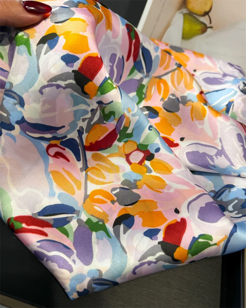 70*70cm Design Print Scarf Women Silk Scarves Bandana Hijab Neckerchief Shawl Kerchief Hair Band Foulard Luxury