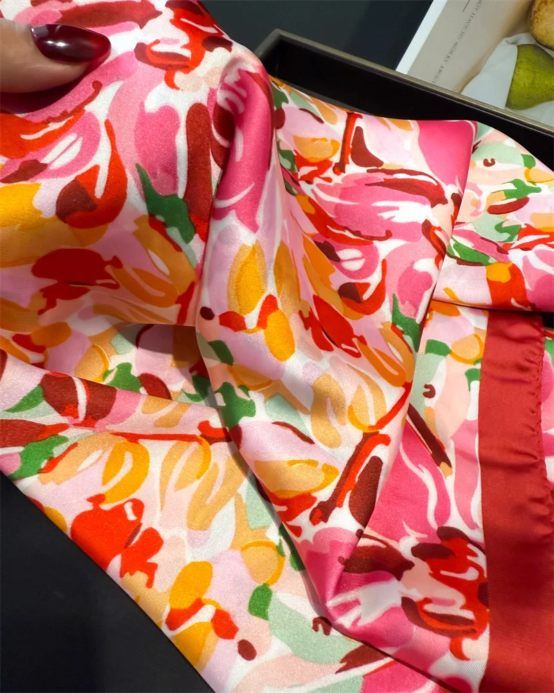 70*70cm Design Print Scarf Women Silk Scarves Bandana Hijab Neckerchief Shawl Kerchief Hair Band Foulard Luxury