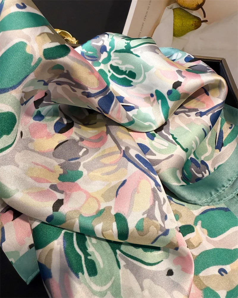 70*70cm Design Print Scarf Women Silk Scarves Bandana Hijab Neckerchief Shawl Kerchief Hair Band Foulard Luxury