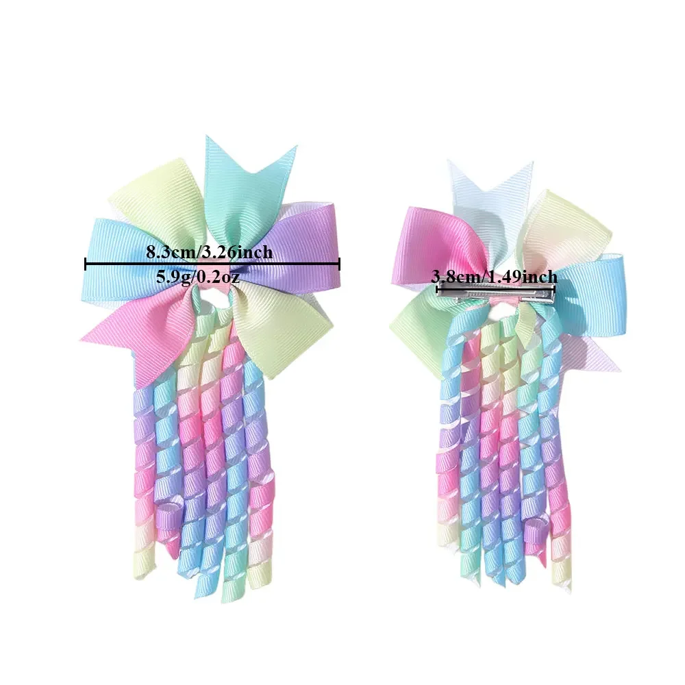 2PCS/Set New Children's Colorful Hair Clip Headdress Bow Tassel Hair Accessories Candy Color Little Girl Hair Clip Kids Gift