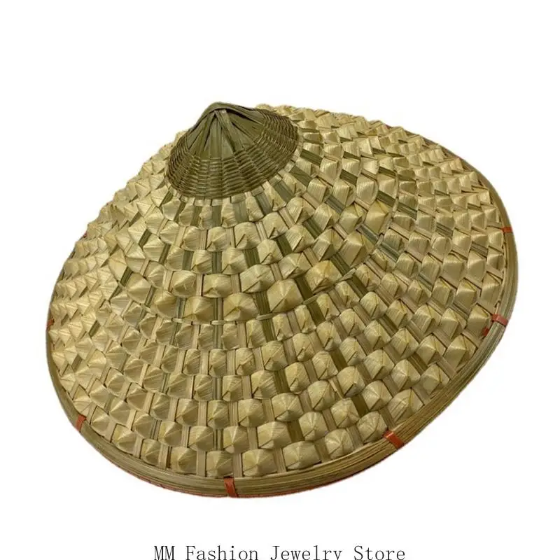 Oriental Hat Bamboo Weave Hat Asian Comfortable Fit for Gardeners Farmers and Vintage Fashion Lover
